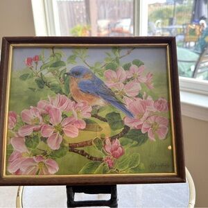 Jane Shasky Bluebird and Apple Blossoms Framed Art Print 11 x 8.75